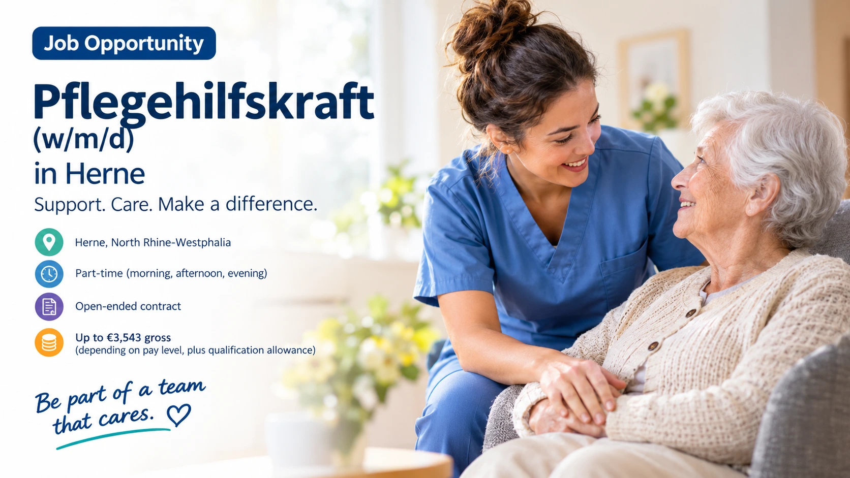 Pflegehilfskraft job in Herne supporting an elderly resident