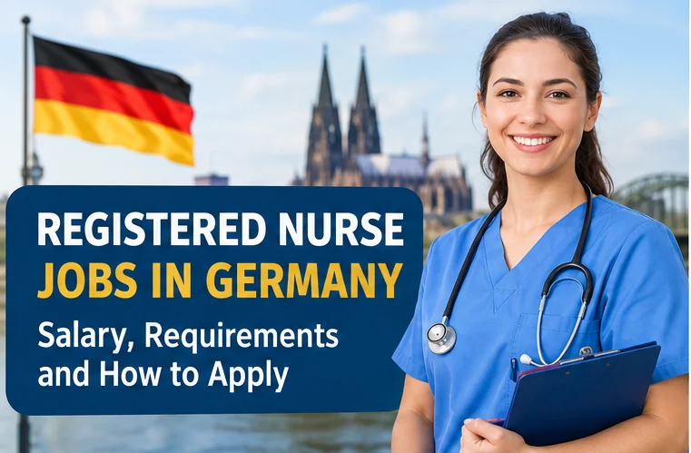 Registered nurse jobs in Germany with nurse and German city background
