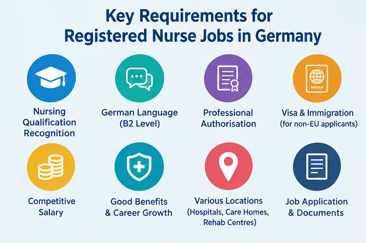 Requirements for registered nurse jobs in Germany including qualification recognition and German B2 language